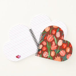 Elegantes Tulpen-Blumenmuster – Rot und Pfirsich F Notizblock