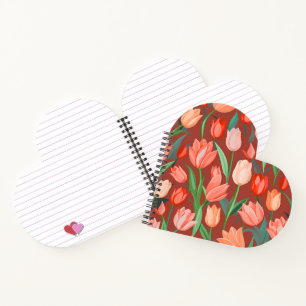 Elegantes Tulpen-Blumenmuster – Rot und Pfirsich F Notizblock