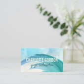 Elegantes | Türkis-Aquarell des Yoga-Lehrer- Visitenkarte (Stehend Vorderseite)