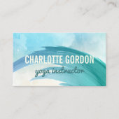 Elegantes | Türkis-Aquarell des Yoga-Lehrer- Visitenkarte (Vorderseite)