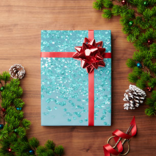 Elegantes Türkis-Blau-Glitter-Ombre-Kaskadendesign Geschenkpapier
