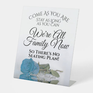 Elegantes Türkis Blue Rose Open Seating Wedding Sockelschild