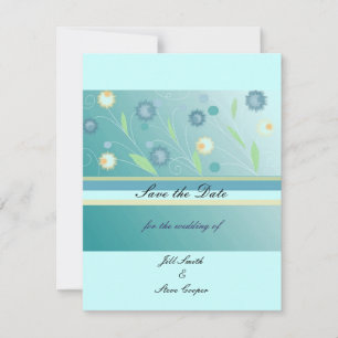 Elegantes Türkis-Blumen- Save the Date