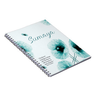 Elegantes Türkis Blumenmuster Anpassbar Notizblock