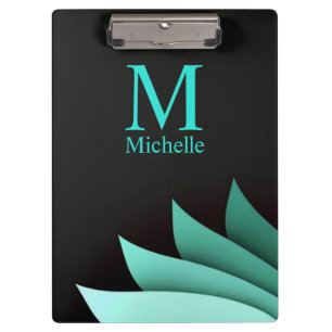 Elegantes Türkis-Blumenmuster Personalisiertes Mon Klemmbrett