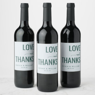 Elegantes Türkis Dankeschön Liebe Weinetikett
