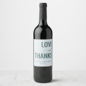 Elegantes Türkis Dankeschön Liebe Weinetikett (Vorderseite)