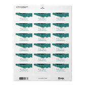 Elegantes Türkis & Gold Agate Hochzeit Adressaufkleber (Vorne)