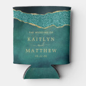 Elegantes Türkis & Gold Agate Hochzeit Dosenkühler (Vorderseite)