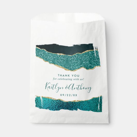 Elegantes Türkis & Gold Agate Hochzeit Geschenktütchen (Vorderseite)