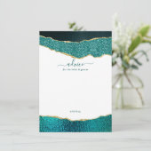 Elegantes Türkis & Gold Agate Hochzeit Hinweiskarte (Stehend Vorderseite)