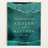 Elegantes Türkis & Gold Agate Hochzeit Planer (Vorderseite)