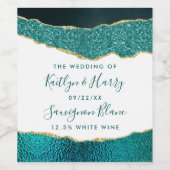 Elegantes Türkis & Gold Agate Hochzeit Weinetikett (Einzelnes Label)