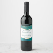 Elegantes Türkis & Gold Agate Hochzeit Weinetikett (Vorderseite)