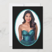 Elegantes türkis Kleid 18. Geburtstag Debüt Einladung (Rückseite)