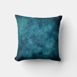 Elegantes Türkis-Mandala-Aquarell-Muster Kissen