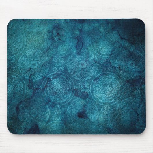 Elegantes Türkis Mandala Wasserfarbenes Muster Mousepad (Vorne)