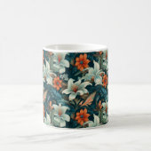 Elegantes Türkis Orange Blume Muster floral Kaffeetasse (Mittel)