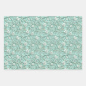 Elegantes Türkis-Strudel-Blumenmuster Geschenkpapier Set (Vorderseite)