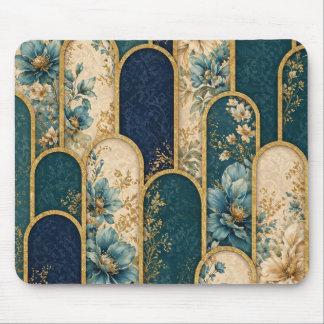 Elegantes Türkis- und Gold-Blumenbogen-Mauspad Mousepad