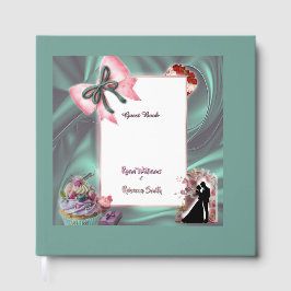 Elegantes Türkis- und Rosa-Blumen-Hochzeitsgästebu Gästebuch