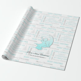 Elegantes Türkis und Silberweihnachtstypografie Geschenkpapier