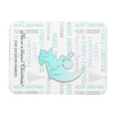 Elegantes Türkis und Silberweihnachtstypografie Magnet (Horizontal)