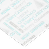 Elegantes Türkis und Silberweihnachtstypografie Tischdecke (Schrägansicht)