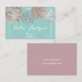Elegantes Türkis- und Silver Dahlia-Blume-Design Visitenkarte (Vorne/Hinten)
