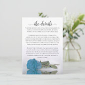 Elegantes Türkisblau oder Sky Blue Rose Hochzeitsd Begleitkarte (Stehend Vorderseite)