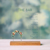 Elegantes Türkisblumen-Bar-Menü Acrylschild (Neutral)