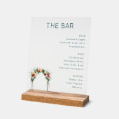 Elegantes Türkisblumen-Bar-Menü Acrylschild (Winkel)