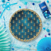 Elegantes türkisfarbenes Aquamarines Ananas Muster Pappteller (Party)