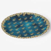 Elegantes türkisfarbenes Aquamarines Ananas Muster Pappteller (Schrägansicht)