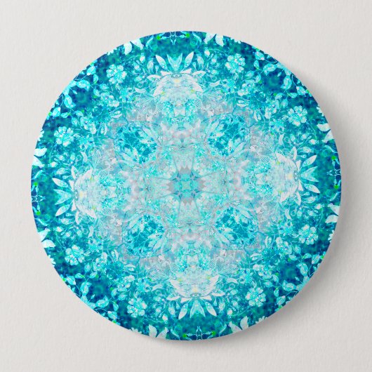 Elegantes türkisfarbenes blaues Aqua Stone Muster Button (Vorderseite)