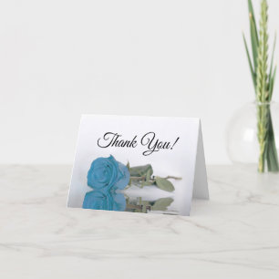 Elegantes türkisfarbenes Blue Rose Wedding Foto In Dankeskarte