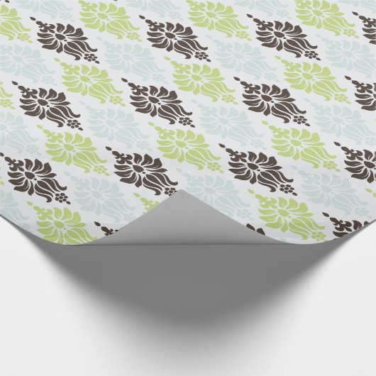 Elegantes türkisfarbenes Damastmuster Geschenkpapier (Ecke)