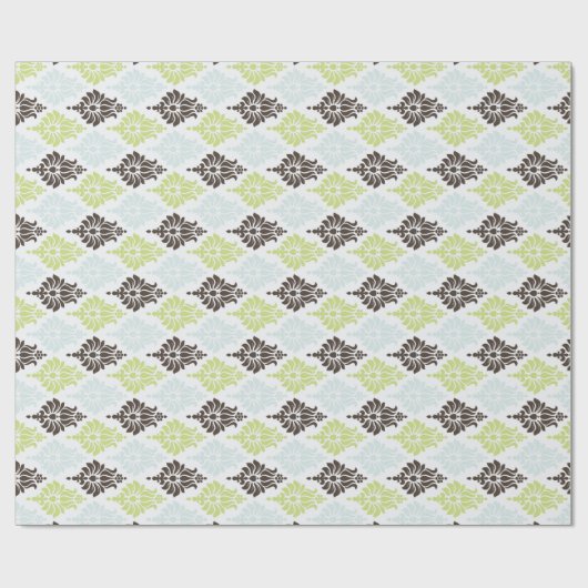 Elegantes türkisfarbenes Damastmuster Geschenkpapier (Flach)