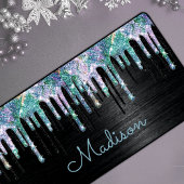 Elegantes, türkisfarbenes Einhorn-Tropfen-Monogram Schreibtischunterlage