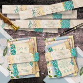 Elegantes türkisfarbenes Hochzeitssemble Einladungsbanderole