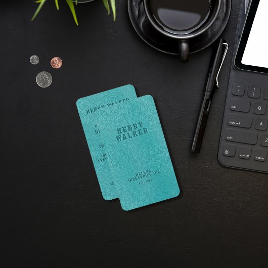 Elegantes türkisfarbenes Imitat Vegan Leder Visitenkarte