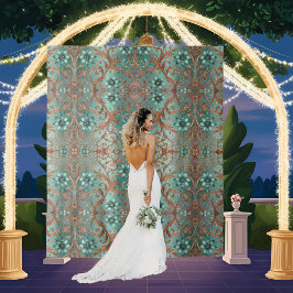 Elegantes türkisfarbenes Kupferformblatt Wandteppich