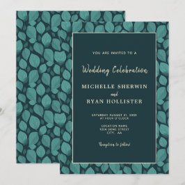 Elegantes türkisfarbenes Leaf Muster Botanische Ho Einladung