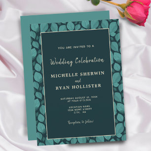 Elegantes türkisfarbenes Leaf Muster Botanische Ho Einladung