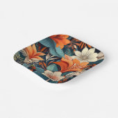 Elegantes, türkisfarbenes Muster der Blume Pappteller (Gewinkelt)