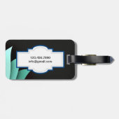 Elegantes türkisfarbenes Personalisiertes Monogram Gepäckanhänger (Rückseite horizontal)