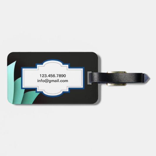 Elegantes türkisfarbenes Personalisiertes Monogram Gepäckanhänger (Rückseite horizontal)