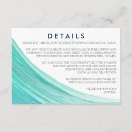 Elegantes türkisfarbenes Tides Beach Hochzeit Deta Begleitkarte