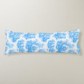 Elegantes türkisfarbenes Toile de jouy Seitenschläferkissen (Vorderseite)