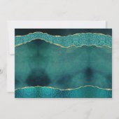 Elegantes türkisfarbenes und goldenes Hochzeitsfes Save The Date (Rückseite)